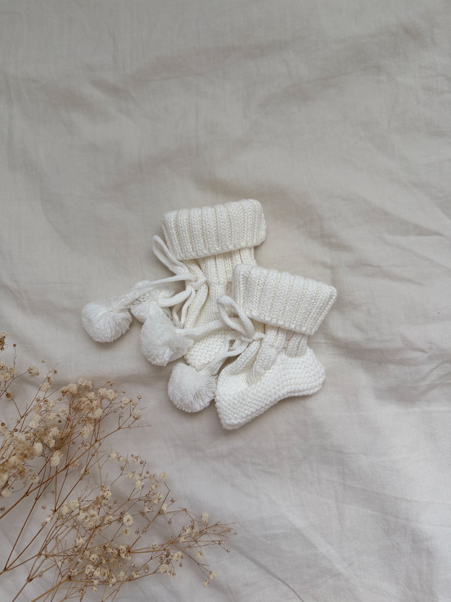 Chaussons en maille blanc naturel