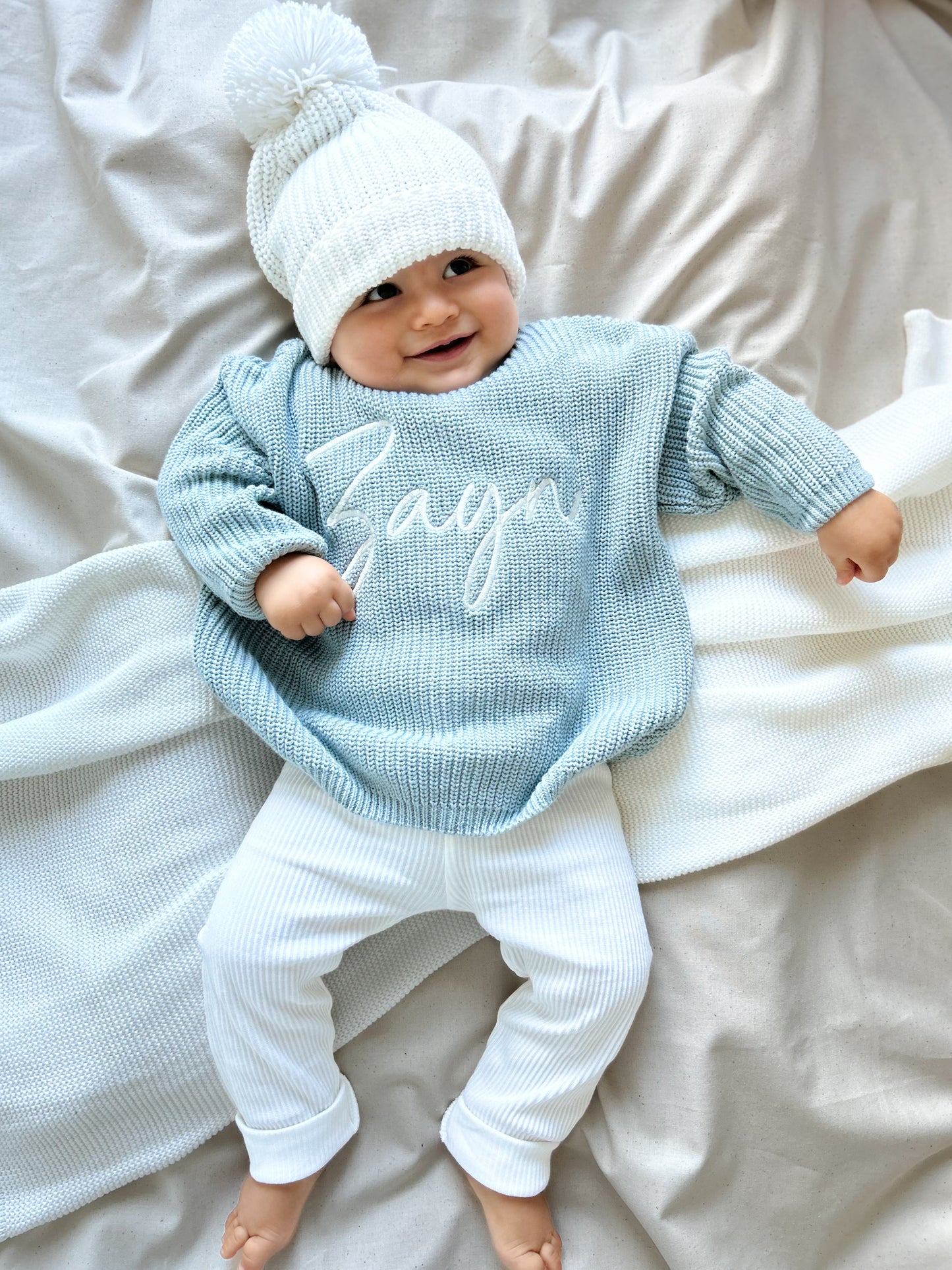 Pull en maille brodé - Avoine -