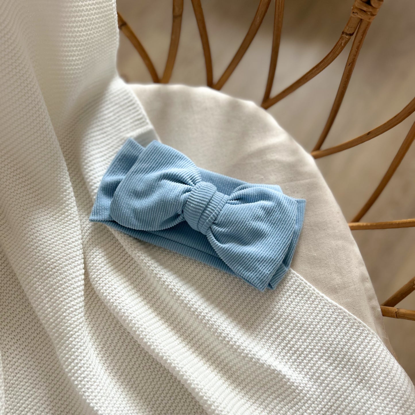 Bandeau pour bébé côtelé - Bleu bébé -