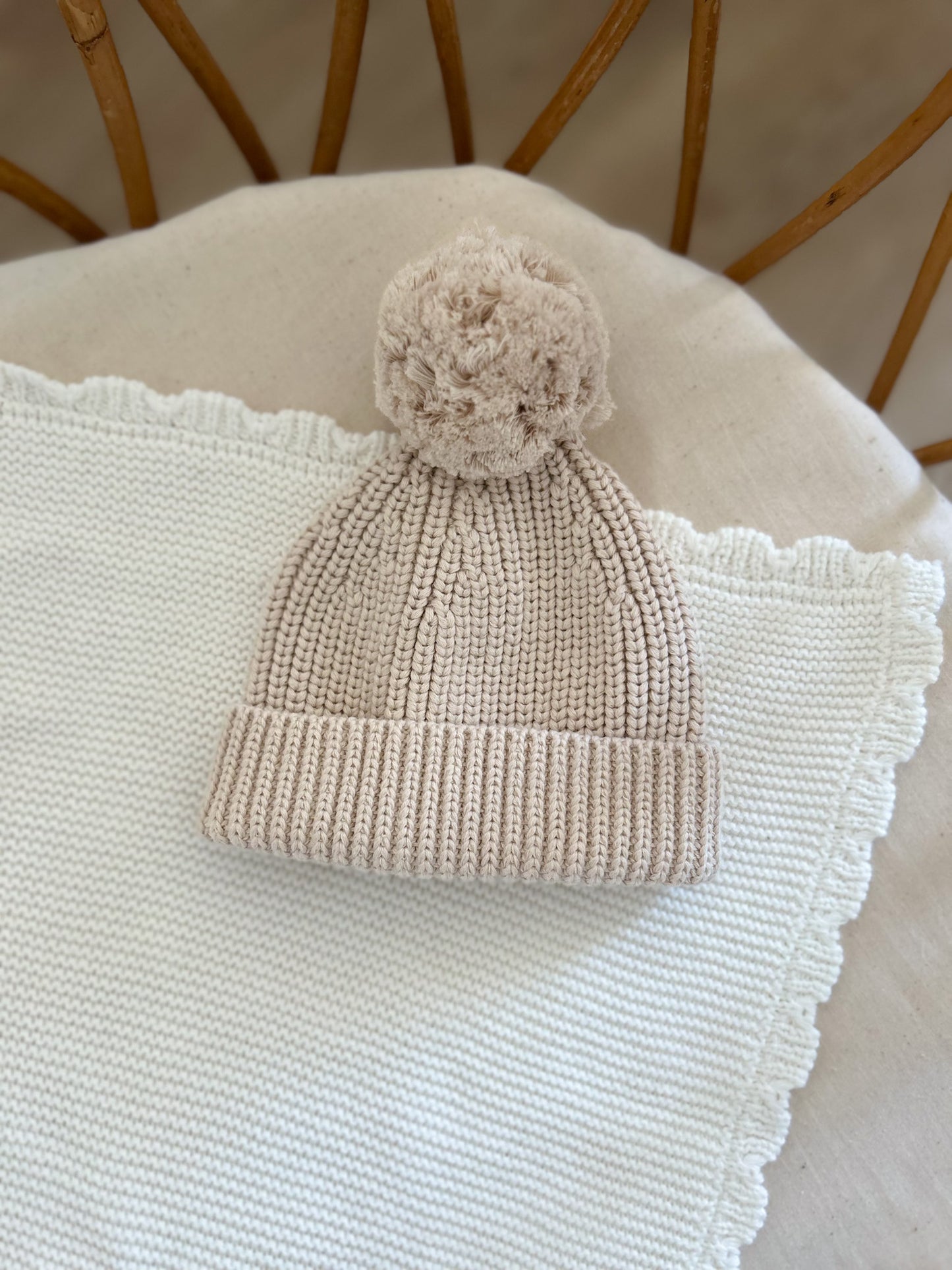 Bonnet d'hiver en maille - Latté -