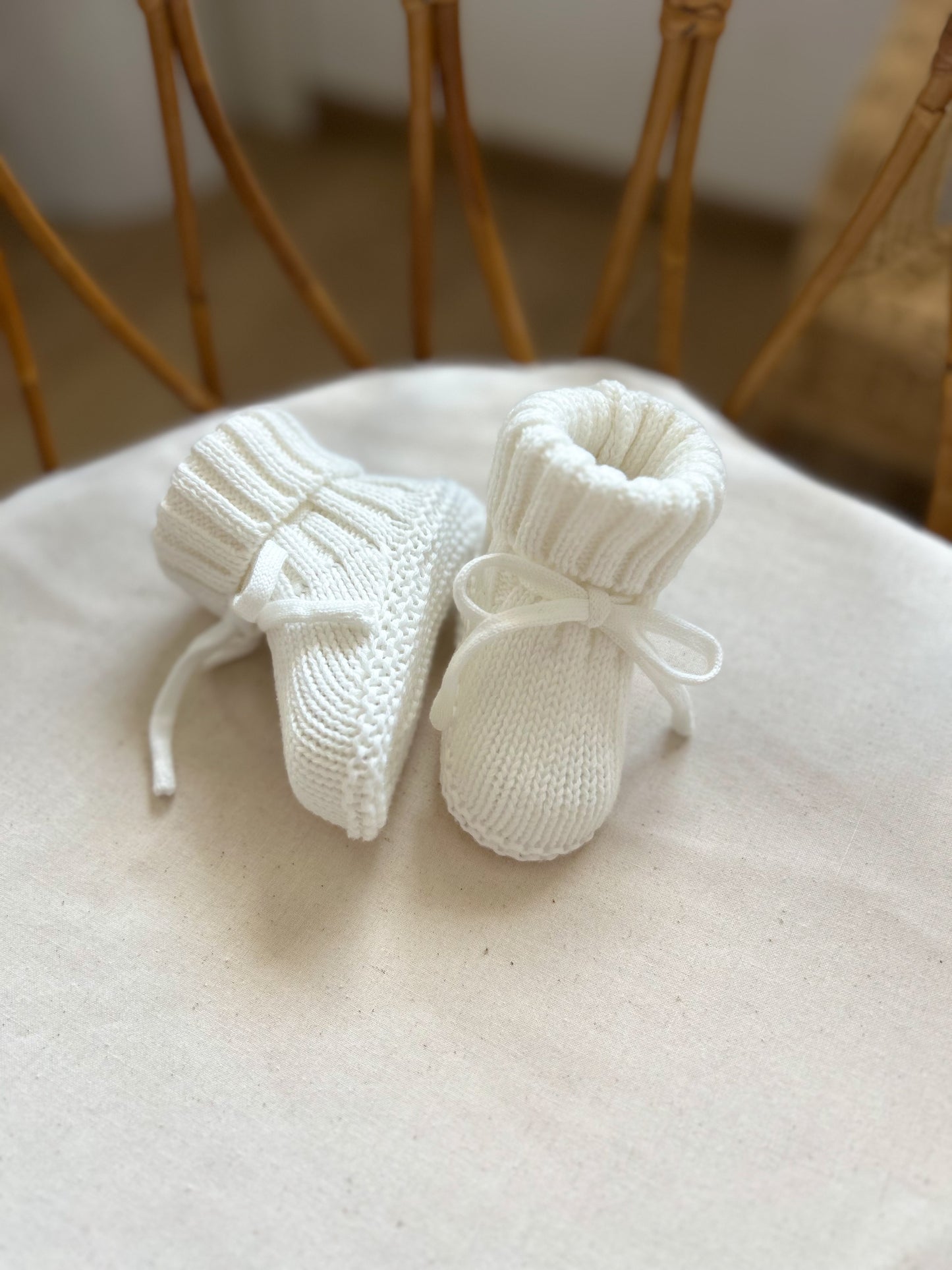 Chaussons en maille blanc naturel
