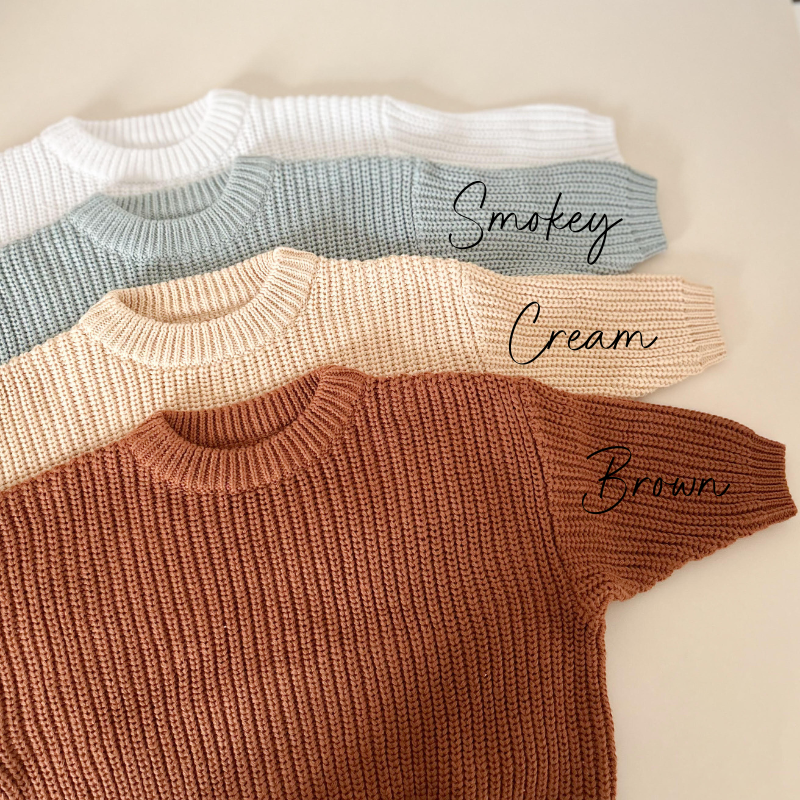 Set 2 pièces - Pull en maille brodé - Legging côtelé blanc