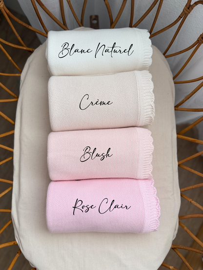 Plaid à bord festonné Blush