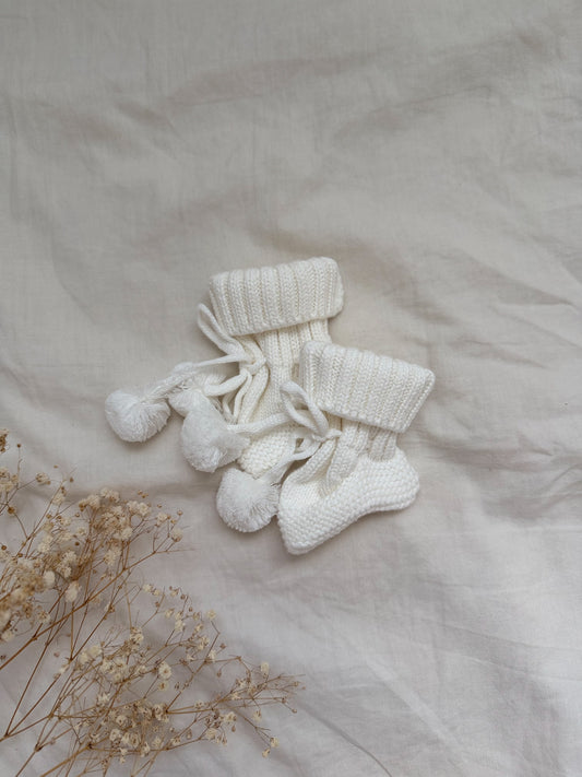 Chaussons en maille blanc naturel