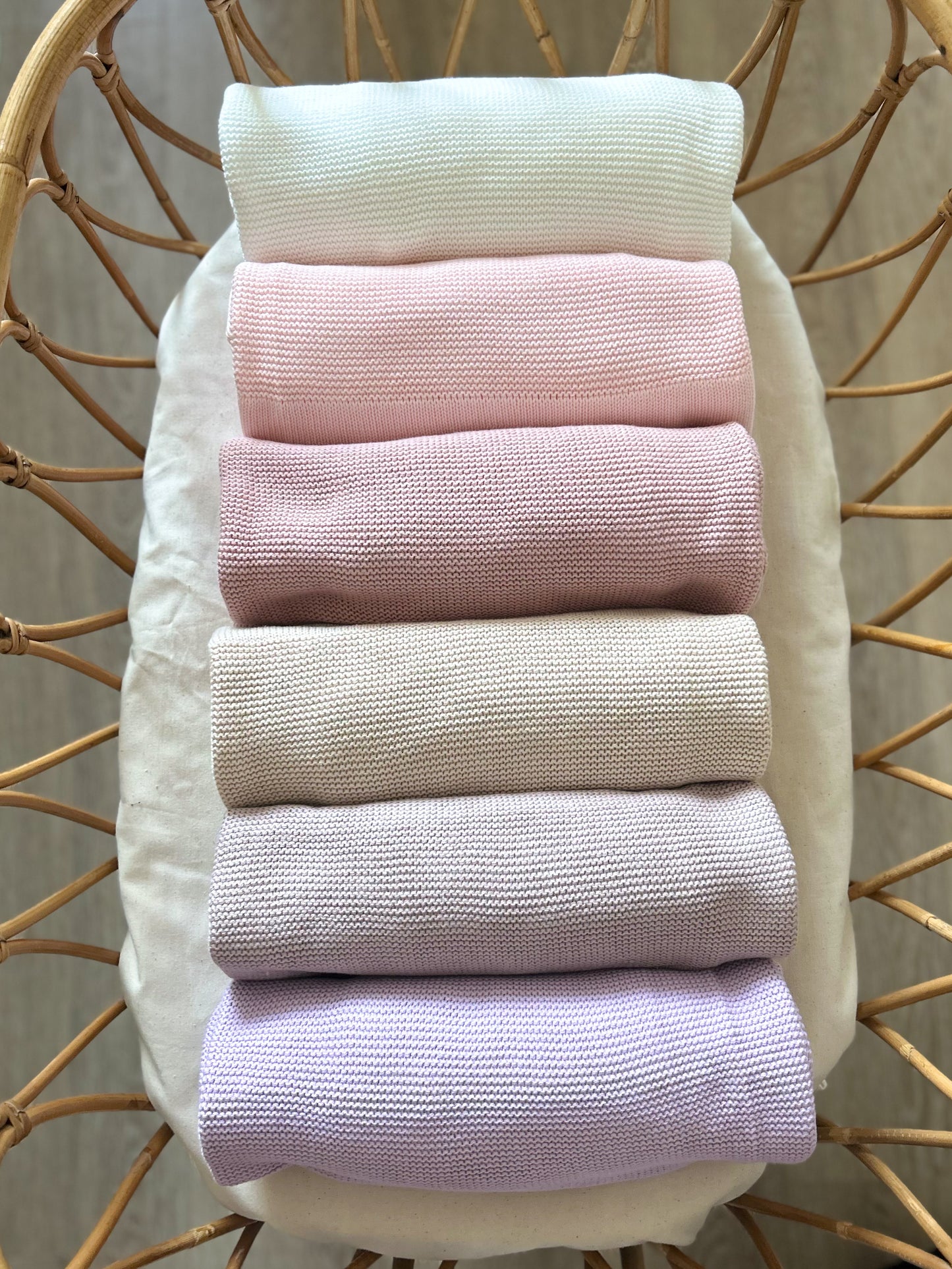 Plaid en maille de coton brodé - Bleu Marine -