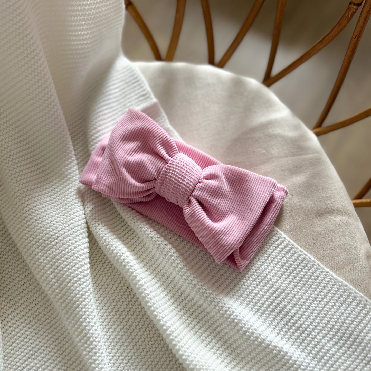 Bandeau pour bébé côtelé - Rose bébé  -