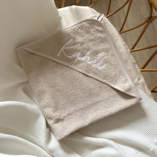 Maxi cape de bain brodée - Crème -