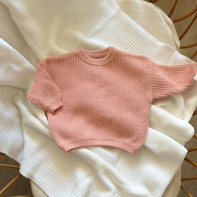 Pull en maille brodé - Peach -