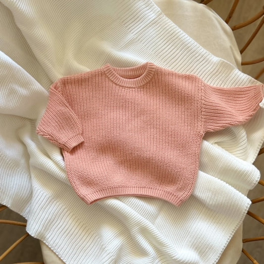 Pull en maille brodé - Peach -