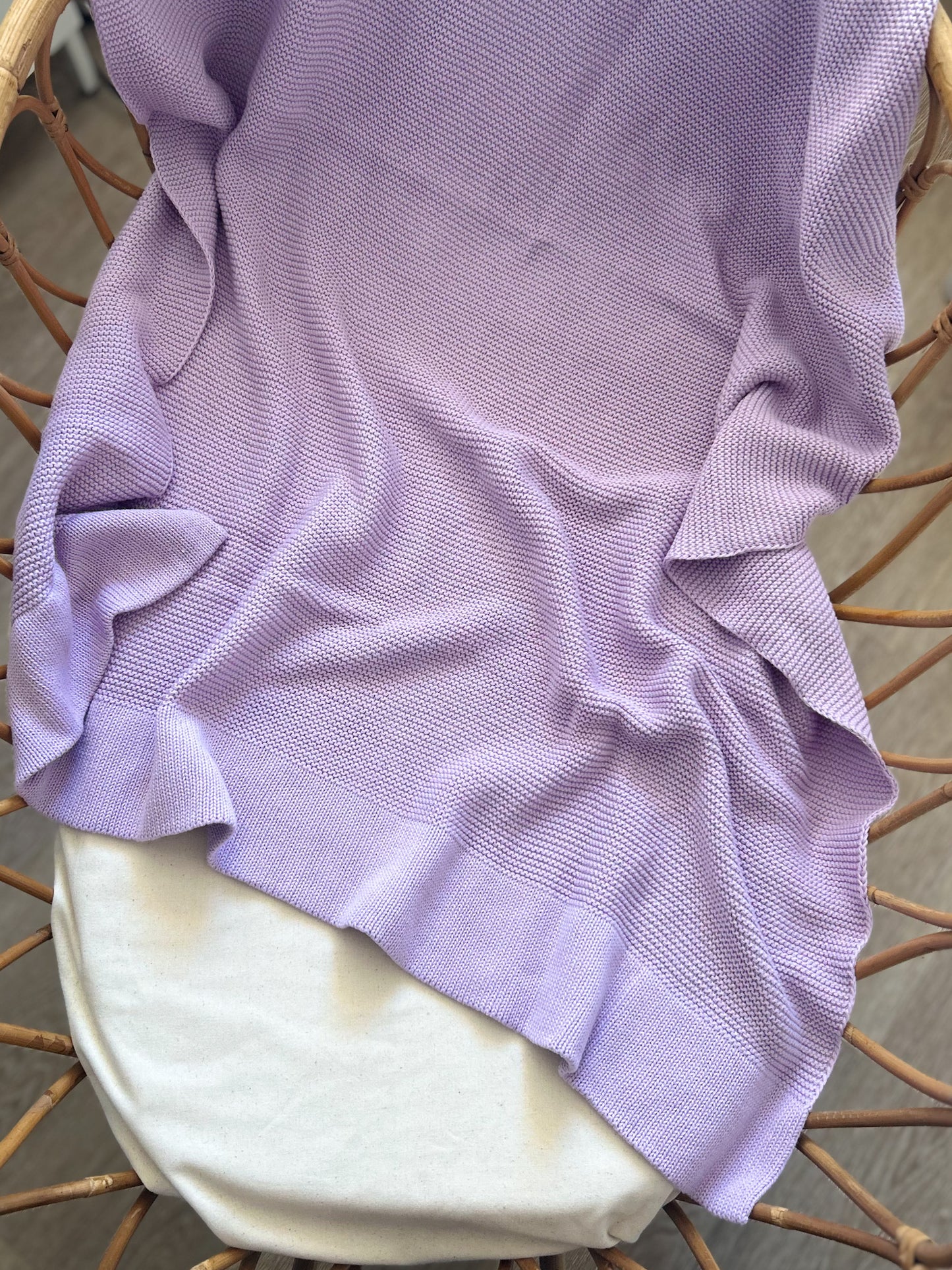 Plaid en maille de coton brodé - Lilas -