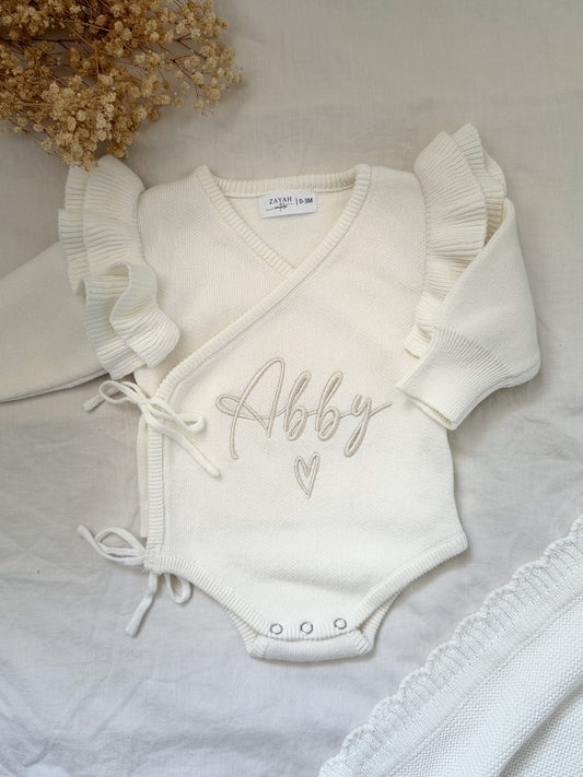 Barboteuse à volants blanc naturel